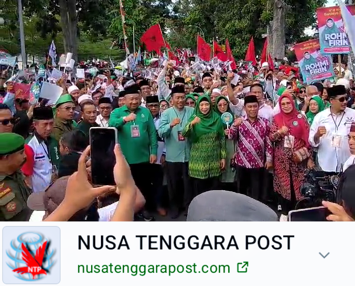 Pasangan Cagub-Cawagub NTB, Rohmi-Firin Diiringi Ribuan Massa ke KPU Provinsi NTB.